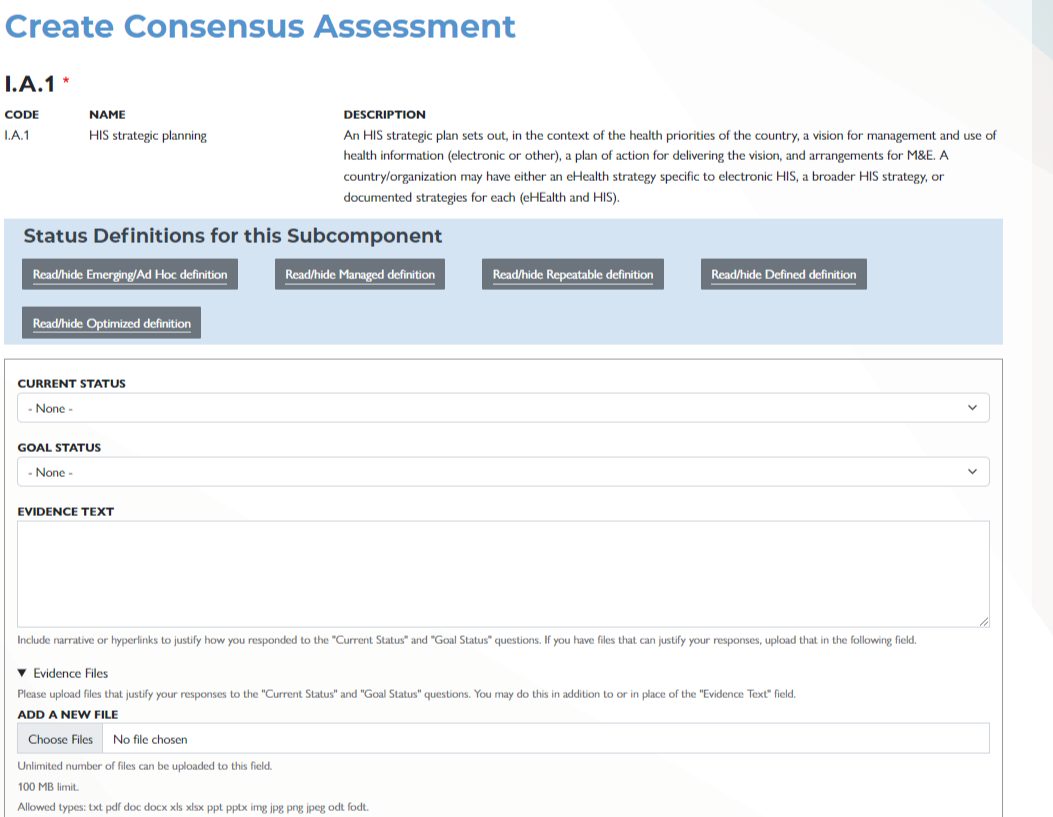 Consensus Assessment Form
